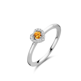 Bague One More  Salina saphir orange et Diamants Or Blanc