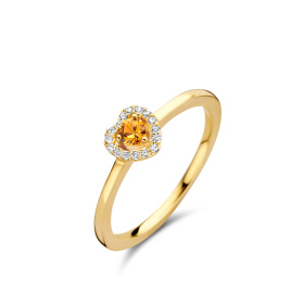 Bague One More  Salina saphir orange et Diamants Or Jaune