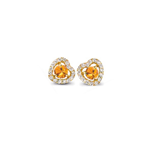 Boucles d'oreilles One More  Salina saphir orange et Diamants Or Jaune