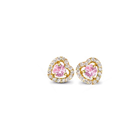 Boucles d'oreilles One More  Salina saphir rose et Diamants Or Jaune