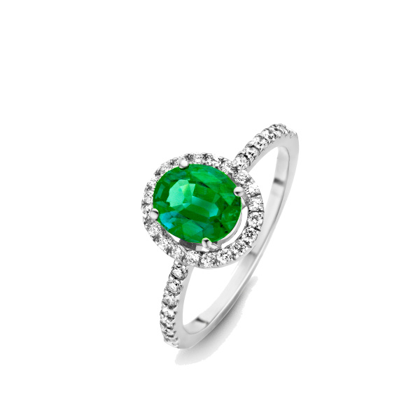 Bague One More  Salina emeraude et Diamants Or Blanc