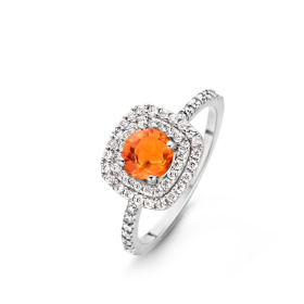 Bague One More  Salina saphir orange et Diamants Or Blanc