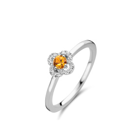 Bague One More  Salina saphir orange et Diamants Or Blanc