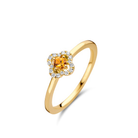Bague One More  Salina saphir orange et Diamants Or Jaune