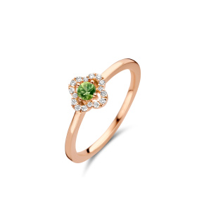 Bague One More  Salina saphir vert et Diamants Or Rose