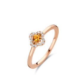 Bague One More  Salina saphir orange et Diamants Or Rose