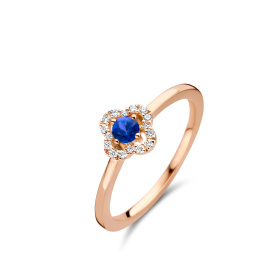 Bague One More  Salina saphir bleu et Diamants Or Rose