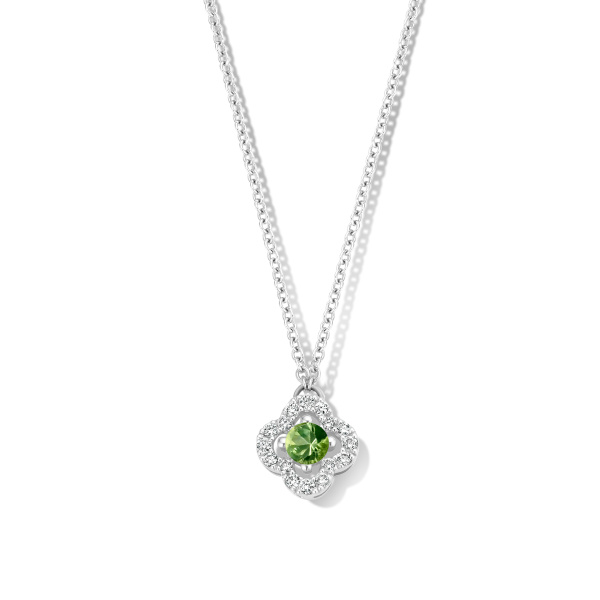 Collier One More  Salina saphir vert et Diamants Or Blanc