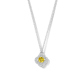 Collier One More  Salina saphir jaune et Diamants Or Blanc