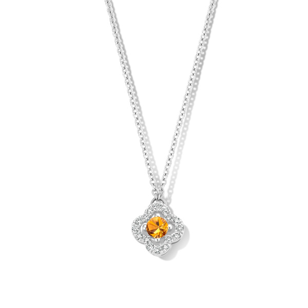 Collier One More  Salina saphir orange et Diamants Or Blanc