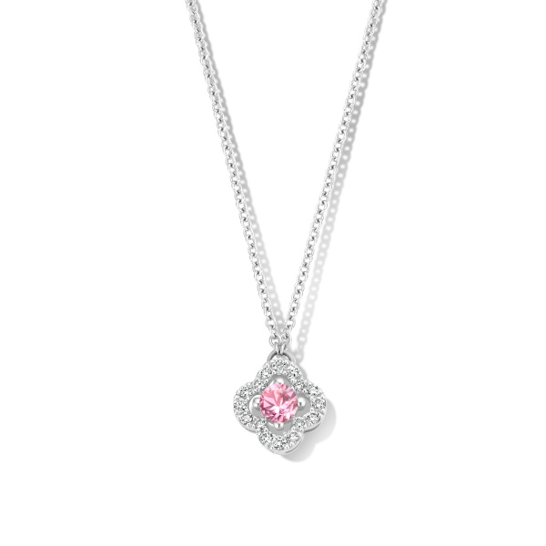 Collier One More  Salina saphir rose et Diamants Or Blanc