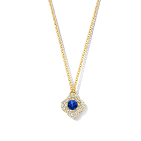 Collier One More  Salina saphir bleu et Diamants Or Jaune