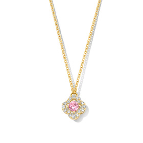 Collier One More  Salina saphir rose et Diamants Or Jaune