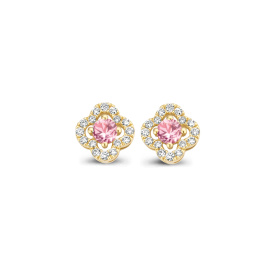 Boucles d'oreilles One More  Salina saphir rose et Diamants Or Jaune