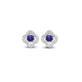 Boucles d'oreilles One More  Salina saphir bleu et Diamants Or Blanc