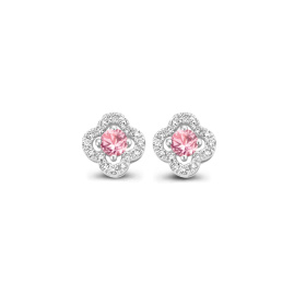 Boucles d'oreilles One More  Salina saphir rose et Diamants Or Blanc