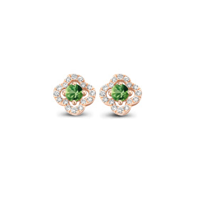 Boucles d'oreilles One More  Salina saphir vert et Diamants Or Rose