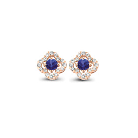 Boucles d'oreilles One More  Salina saphir bleu et Diamants Or Rose