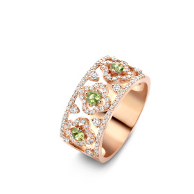 Bague One More  Salina saphir vert et Diamants Or Rose