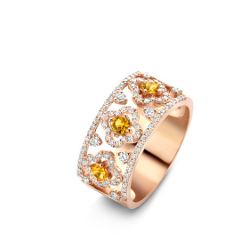 Bague One More  Salina saphir jaune et Diamants Or Rose