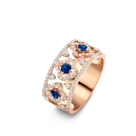 Bague One More  Salina saphir bleu et Diamants Or Rose