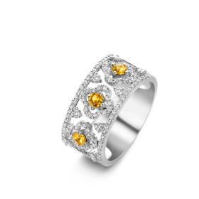 Bague One More  Salina saphir jaune et Diamants Or Blanc