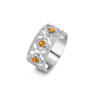 Bague One More  Salina saphir orange et Diamants Or Blanc