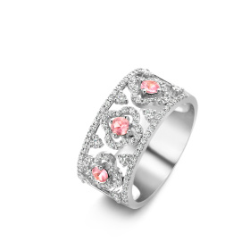 Bague One More  Salina saphir rose et Diamants Or Blanc
