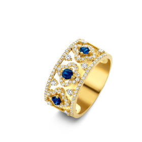 Bague One More  Salina saphir bleu et Diamants Or Jaune