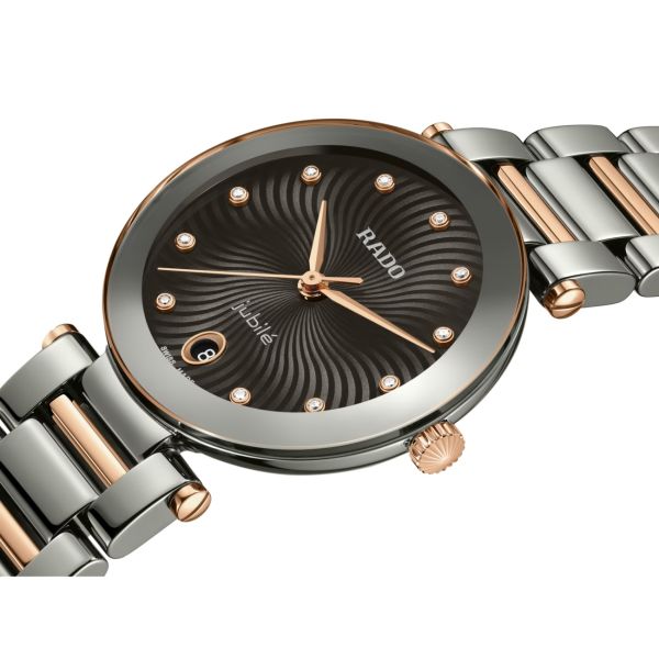 Montre Rado LaCoupole Quartz Cadran Noir Serti Diamants 31.0 mm