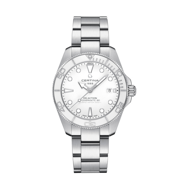 Montre Certina Montre Homme Automatique Blanc Acier Automatique Cadran Blanc