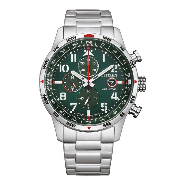 Montre Citizen Pilot Chronograph Pilot Eco-drive Cadran Vert foncé