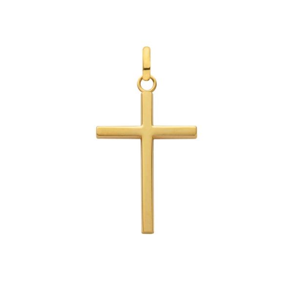 Pendentif Arthus Bertrand Croix Fil Carré Or Jaune Grand Modèle