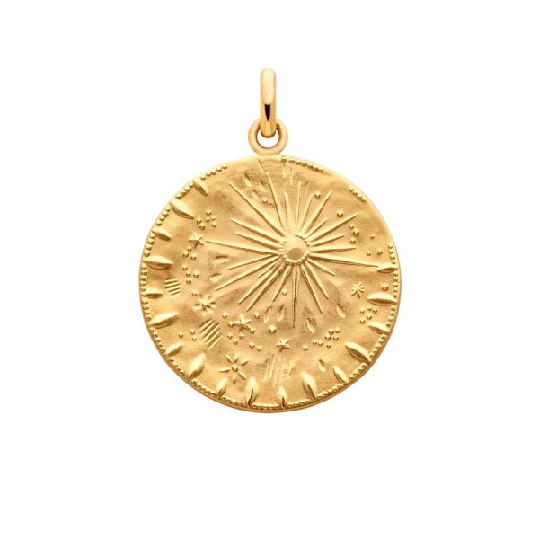 Médaille Arthus Bertrand 23mm Pluie d'Etoiles Or Jaune Poli