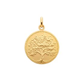 Médaille Arthus Bertrand 23mm Arbre de Vie Relief Or Jaune Sablé