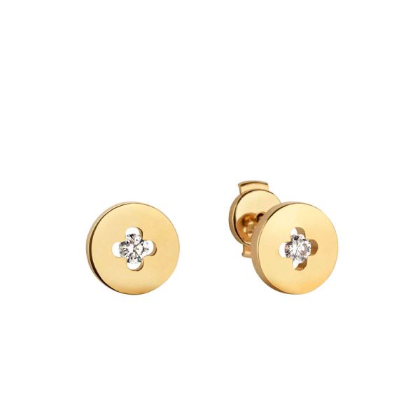 Boucles d'Oreilles Arthus Bertrand Royale Puces Diamant Or Jaune