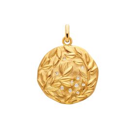 Médaille Arthus Bertand 21mm Daphné Diamant Or Jaune Sablé