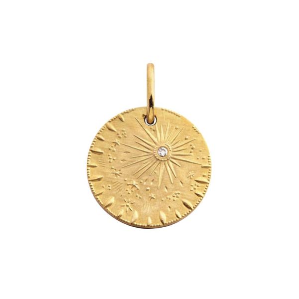 Médaille Arthus Bertrand 18mm Pluie d'Etoiles Or Jaune Diamant