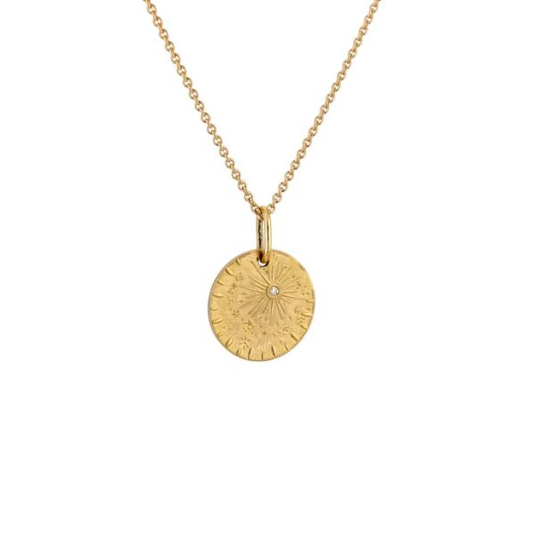 Médaille Arthus Bertrand 18mm Pluie d'Etoiles Or Jaune Diamant
