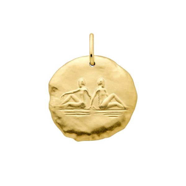 Médaille Arthus Bertand 23mm Astro Gémeau Or Jaune Sablé