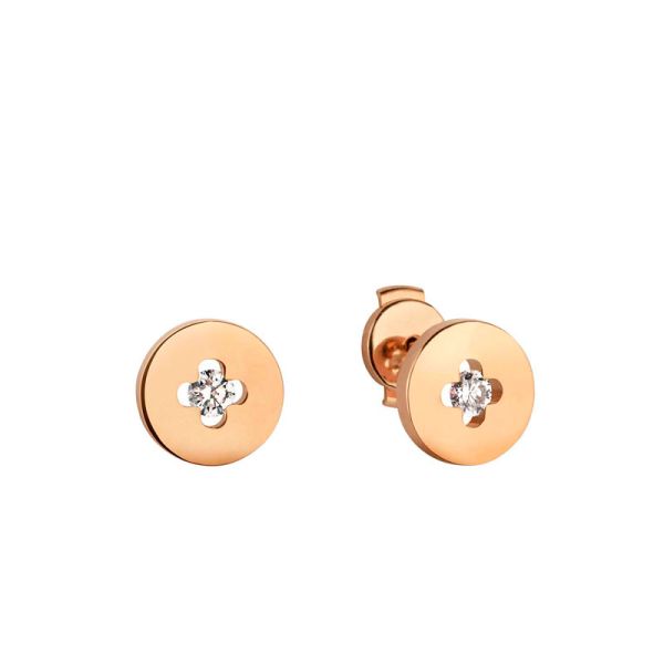 Boucles d'Oreilles Arthus Bertrand Royale Puces Diamant Or Rose