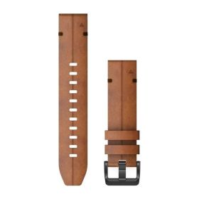 Bracelet Montre Garmin Quickfit 22mm Cuir Marron Boucle Noir