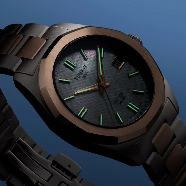 Montre Tissot PRC 100 Solar Quartz 34mm Cadran Nacre blanche