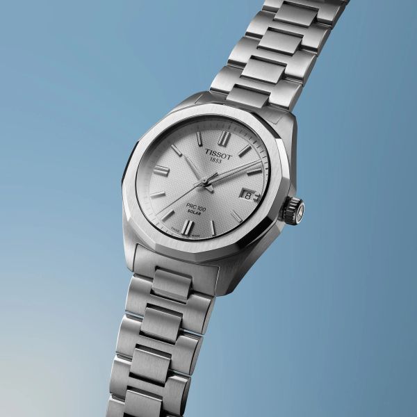 Montre Tissot PRC 100 Solar Quartz 34mm Cadran Argent