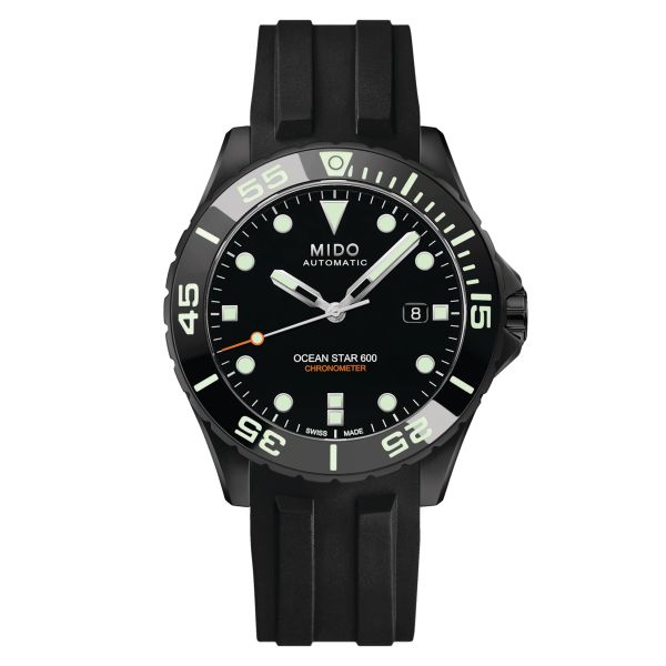 Montre Mido Ocean Star 600 Chronometer DLC Noir Cadran Noir Bracelet Acier