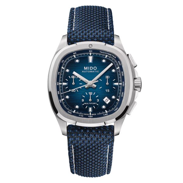 Montre Mido Multifort TV Chronographe Bracelet Acier Cadran Bleu