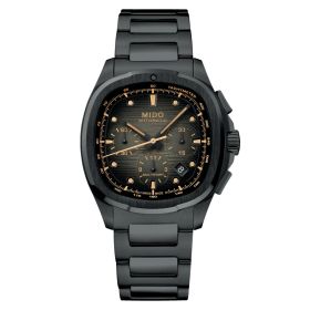 Montre Mido Multifort TV Chronographe Bracelet Acier Cadran Noir PVD Noir