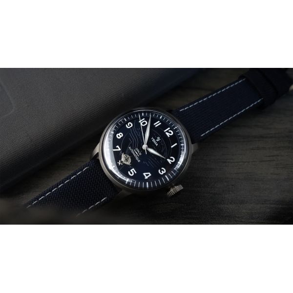 Montre Yema Flygraf CPA10 Manufacture Bleu Bracelet Canvas