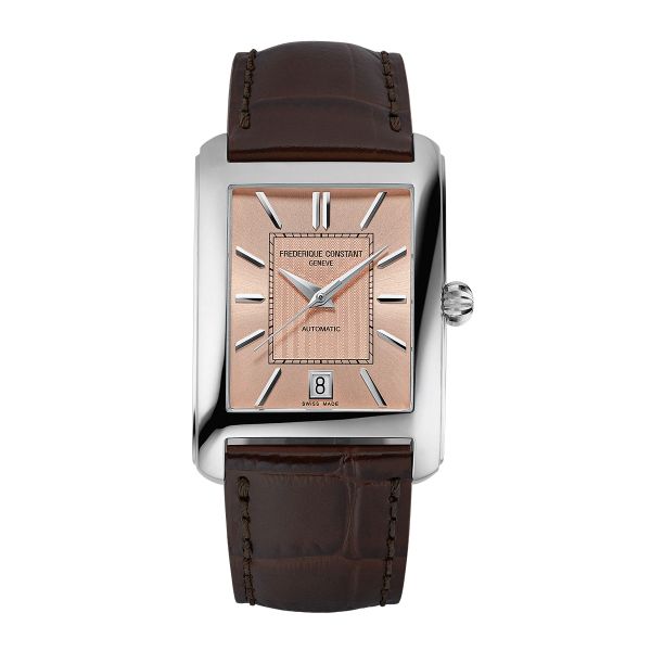 Montre Frederique Constant Classics Carrée Cadran Saumon Bracelet Cuir