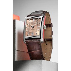 Montre Frederique Constant Classics Carrée Cadran Saumon Bracelet Cuir